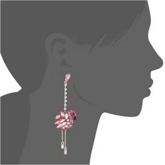 Betsey Johnson Flamingo Crystal dangle Earrings NWT - Picture 2 of 7